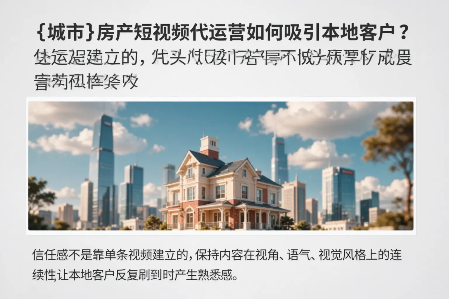 驻马店房产短视频代运营如何吸引本地客户?