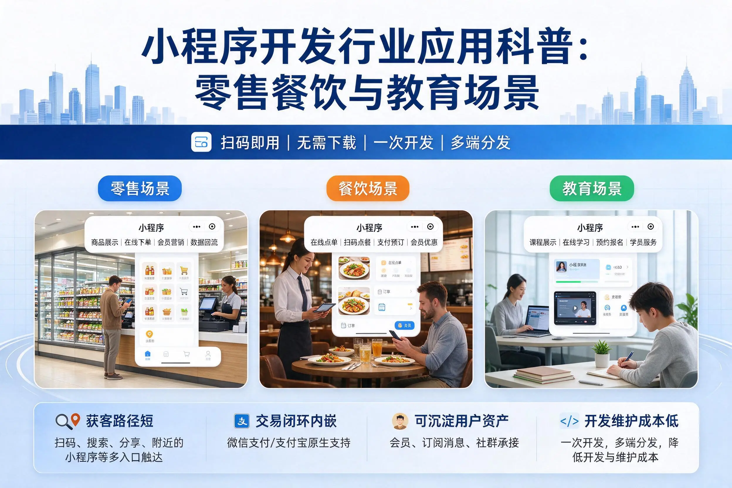 驻马店小程序开发行业应用科普:零售餐饮与教育场景