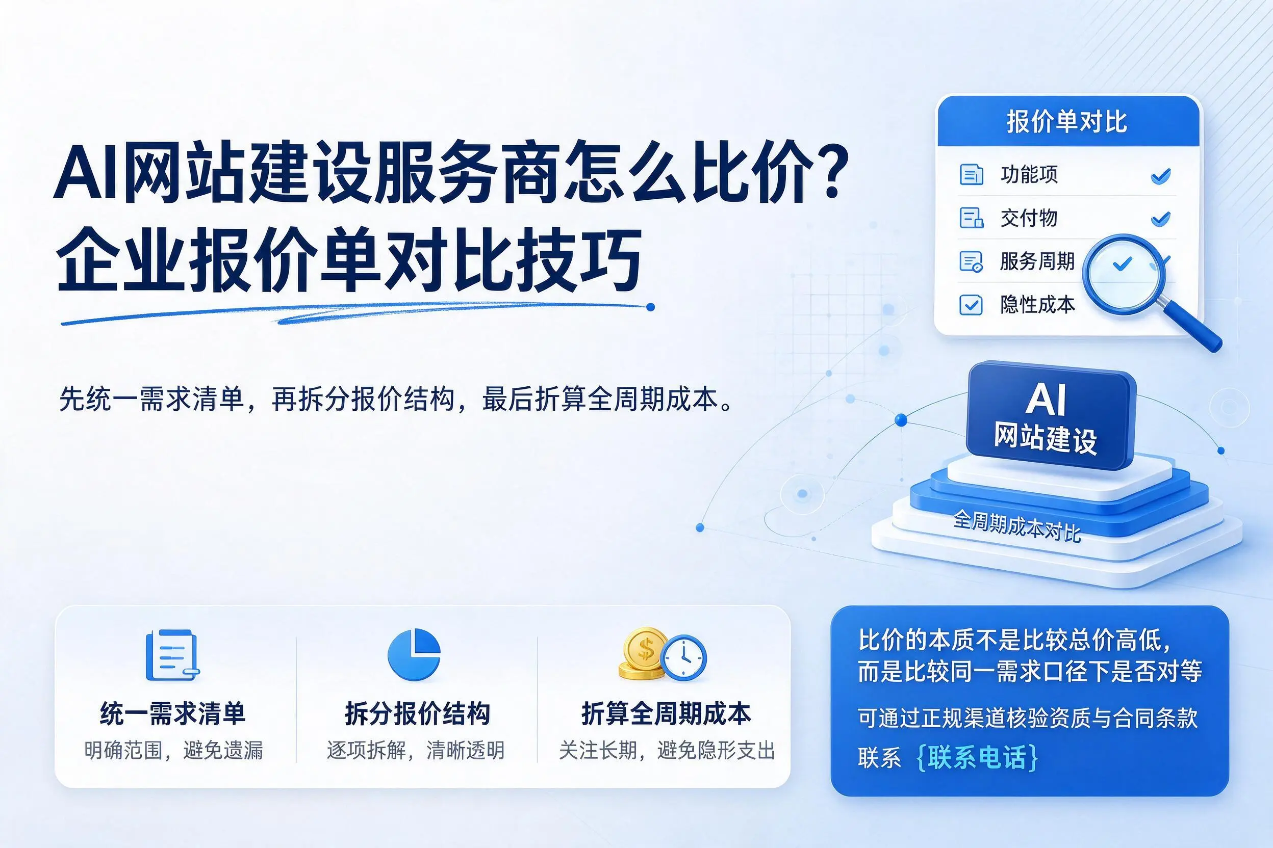 AI网站建设服务商怎么比价?驻马店企业报价单对比技巧