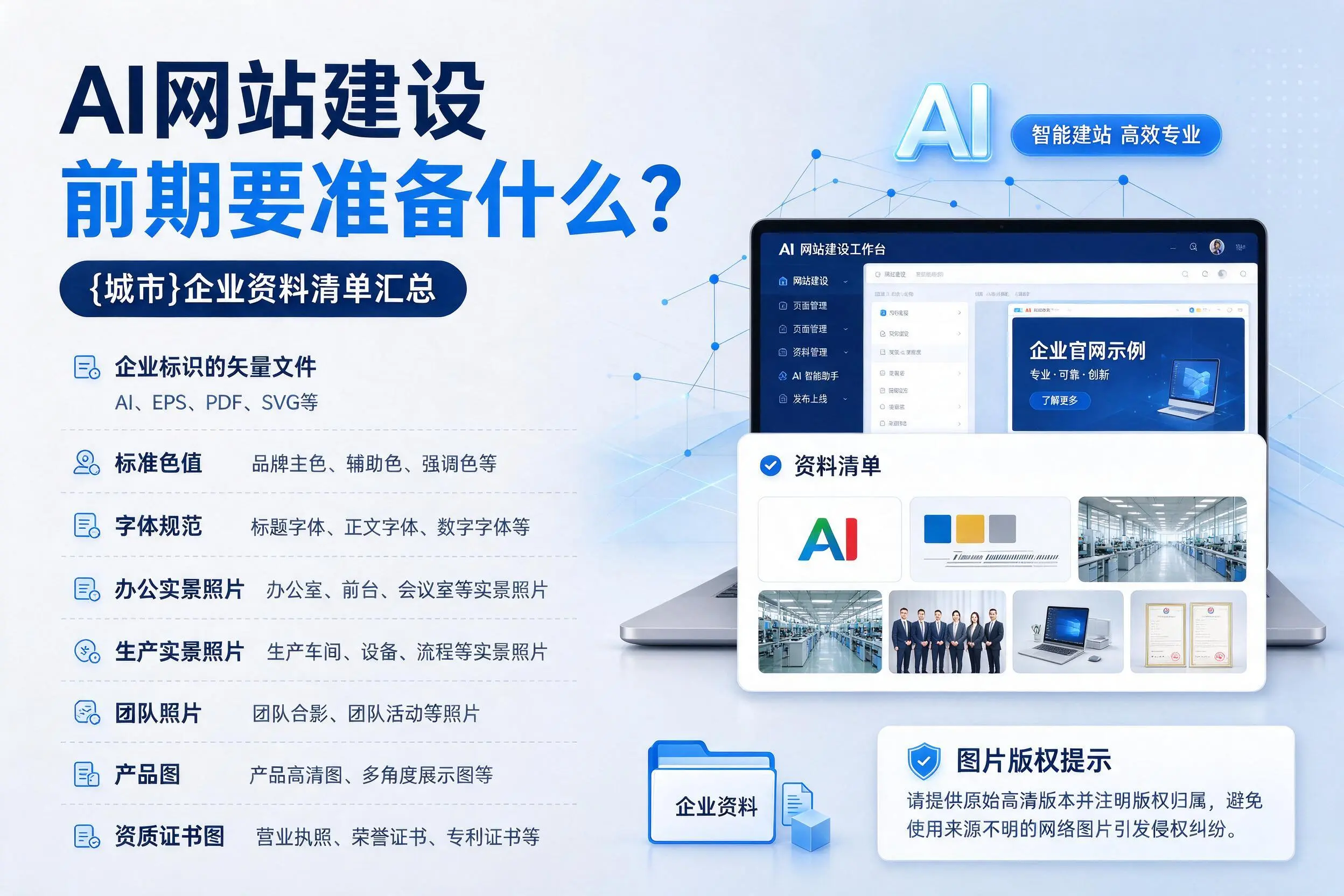 AI网站建设前期要准备什么?驻马店企业资料清单汇总
