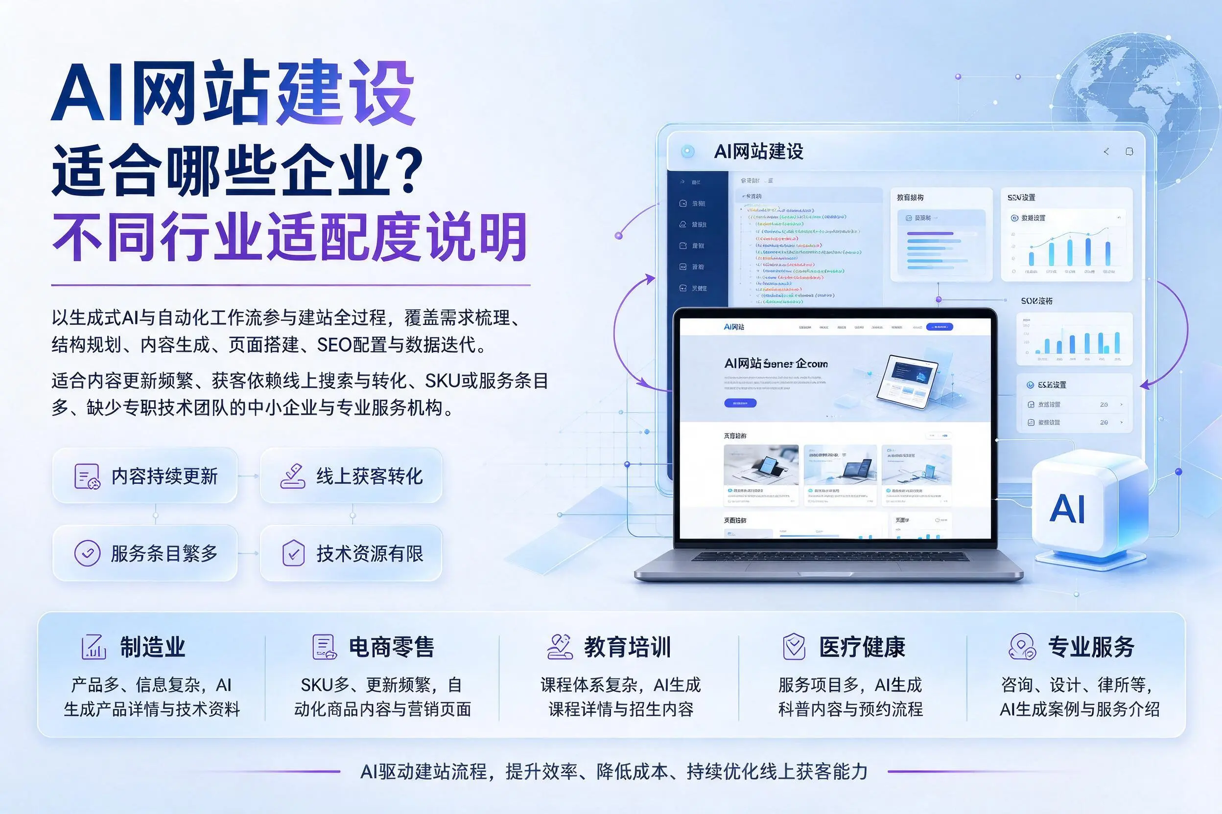 AI网站建设适合哪些企业?驻马店不同行业适配度说明